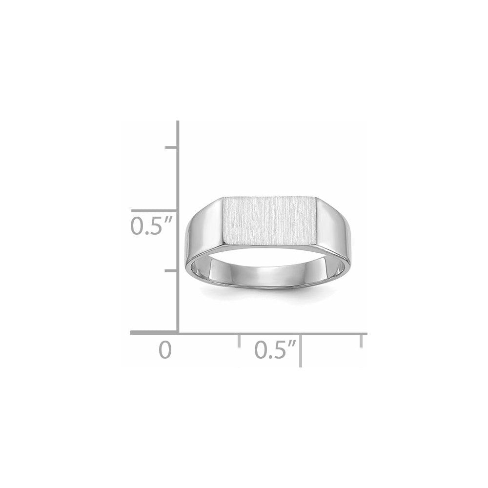 14k White Gold 10.5x5.5mm Rectangle Closed Back Signet Ring