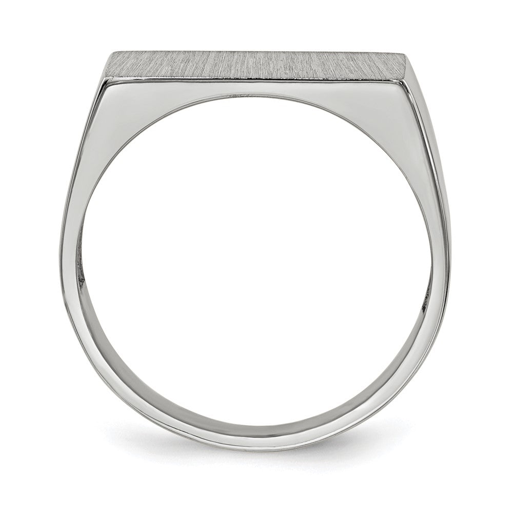 14k White Gold 16.5x8.0mm Rectangle Closed Back Signet Ring