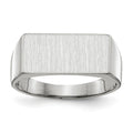 14k White Gold 16.5x8.0mm Rectangle Closed Back Signet Ring