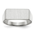 14k White Gold 16.5x8.0mm Rectangle Closed Back Signet Ring