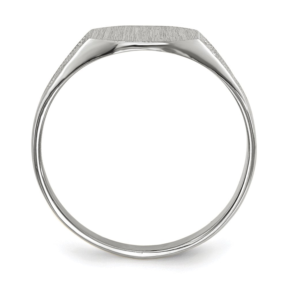 14k White Gold 9.0x7.0mm Octagon Closed Back Signet Ring