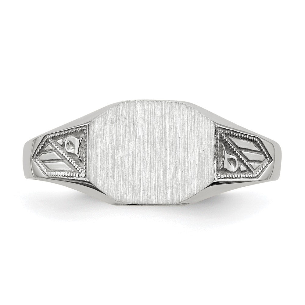 14k White Gold 9.0x7.0mm Octagon Closed Back Signet Ring