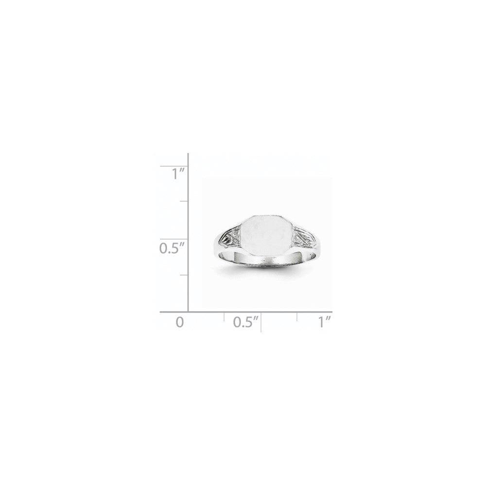 14k White Gold 9.0x7.0mm Octagon Closed Back Signet Ring