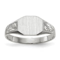 14k White Gold 9.0x7.0mm Octagon Closed Back Signet Ring