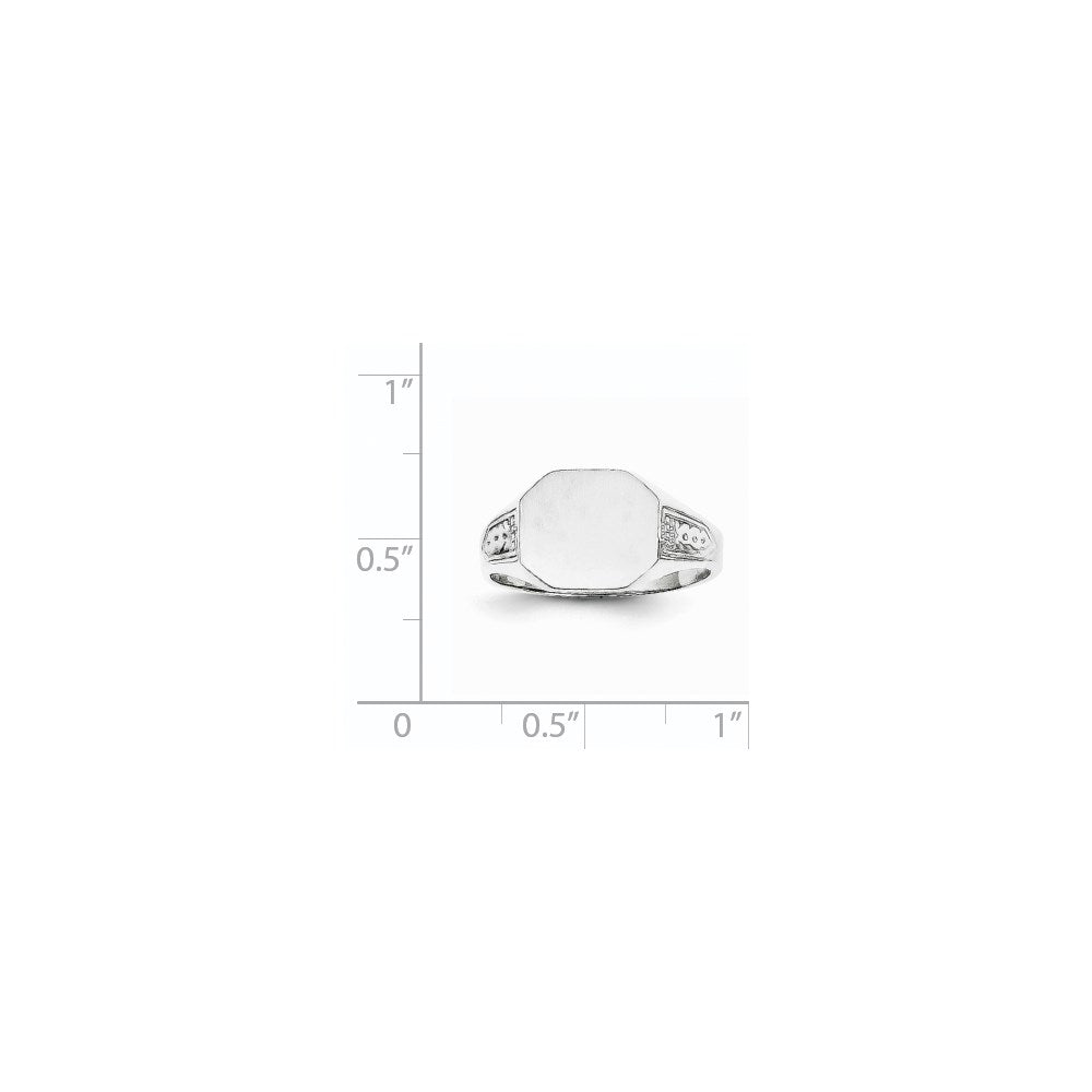 14k White Gold 10.5x9.0mm Octagon Closed Back Signet Ring