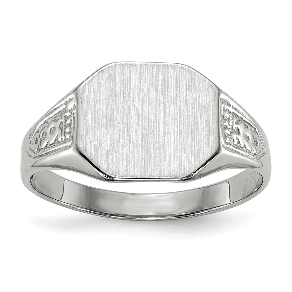 14k White Gold 10.5x9.0mm Octagon Closed Back Signet Ring