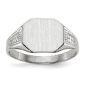 14k White Gold 10.5x9.0mm Octagon Closed Back Signet Ring