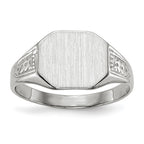 14k White Gold 10.5x9.0mm Octagon Closed Back Signet Ring