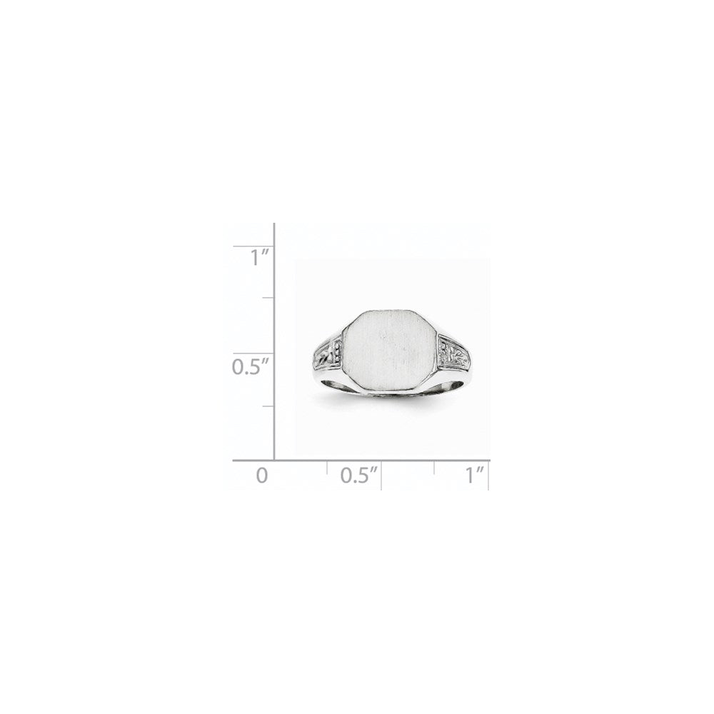 14k White Gold 11.0x9.0mm Octagon Closed Back Signet Ring