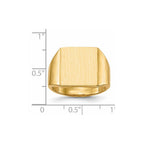 14k 13.5x15.0mm Rectangle Open Back Mens Signet Ring