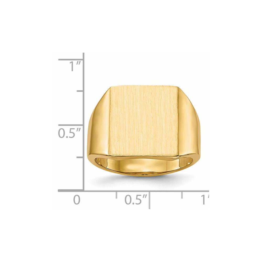 14k 13.5x15.0mm Rectangle Open Back Mens Signet Ring
