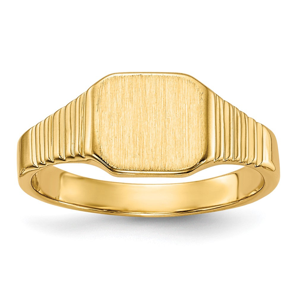 14k 6.5x6.0mm Closed Back Baby Square Signet Ring