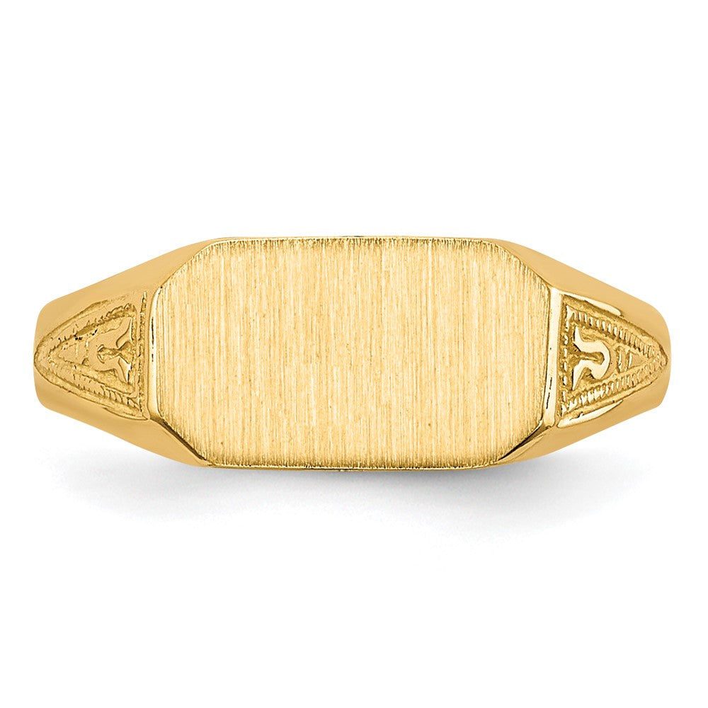 14k 8.5x5.0mm Closed Back Childs Octagonal Signet Ring