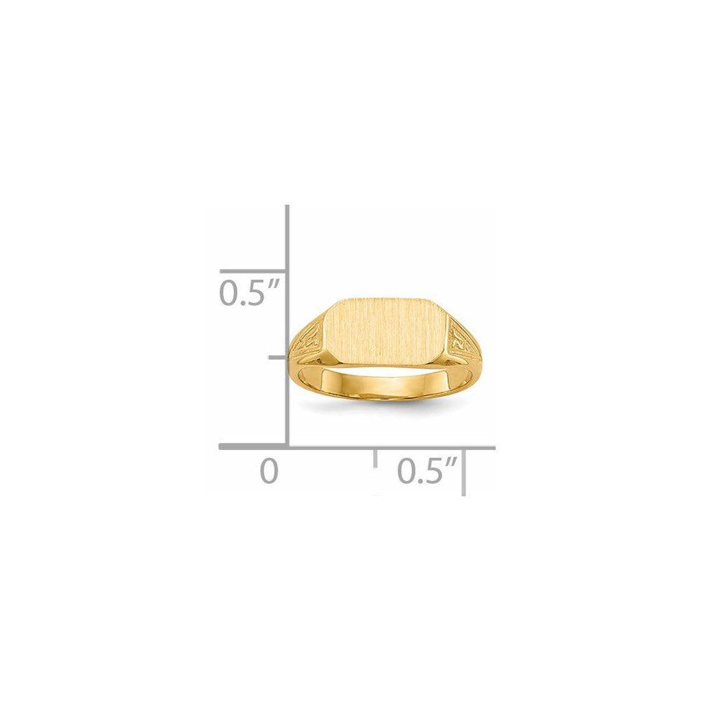 14k 8.5x5.0mm Closed Back Childs Octagonal Signet Ring