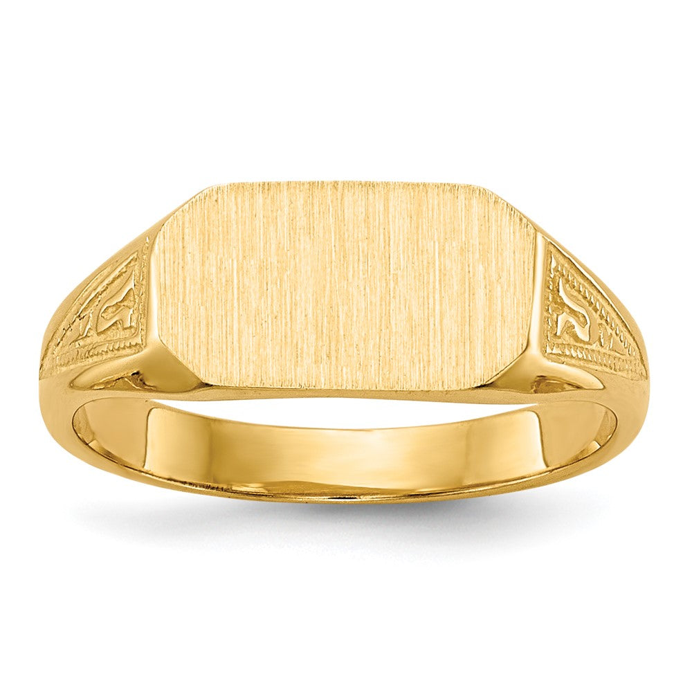 14k 8.5x5.0mm Closed Back Childs Octagonal Signet Ring
