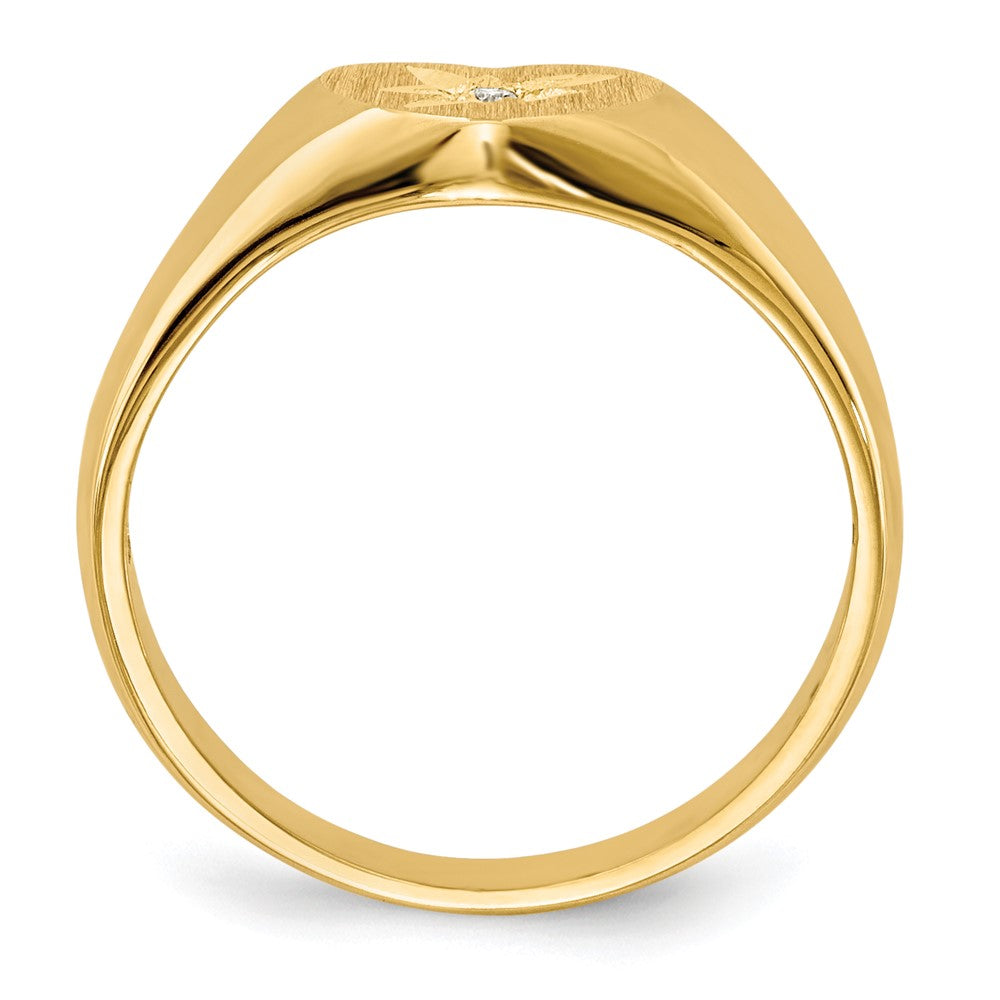14k 1/2 point A Diamond 7.0x6.0mm Open Back Childs Heart Signet Ring