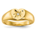 14k 1/2 point VS Diamond 7.0x6.0mm Open Back Childs Heart Signet Ring