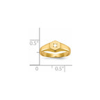 14k .02 carat VS Diamond 5.0x5.0mm Open Back Childs Hexagonal Signet Ring