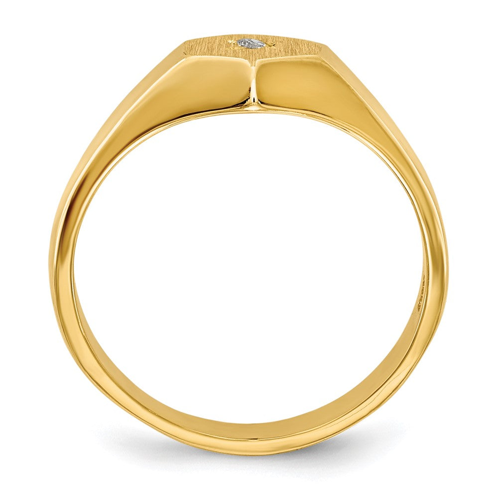 14k .02 carat AAA Diamond 5.0x5.0mm Open Back Childs Hexagonal Signet Ring