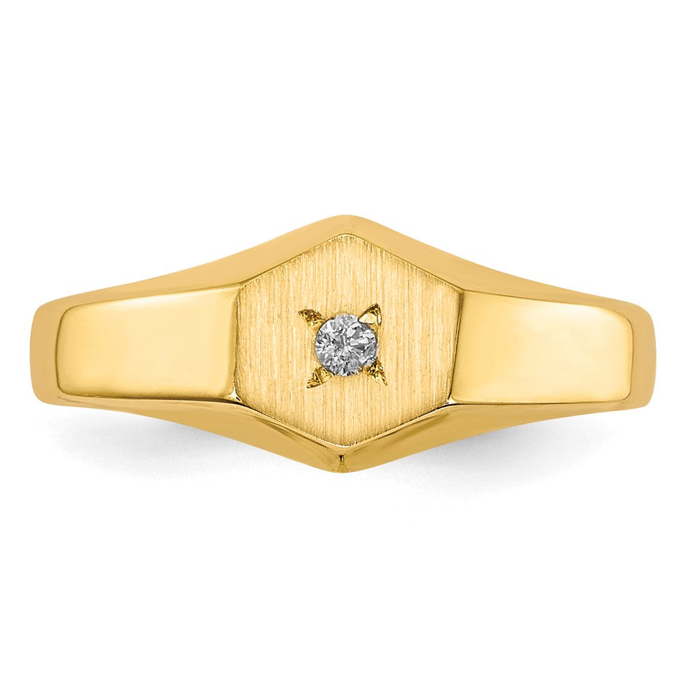 14k .02 carat A Diamond 5.0x5.0mm Open Back Childs Hexagonal Signet Ring