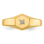14k .02 carat A Diamond 5.0x5.0mm Open Back Childs Hexagonal Signet Ring