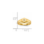 14k .02 carat A Diamond 5.0x5.0mm Open Back Childs Hexagonal Signet Ring