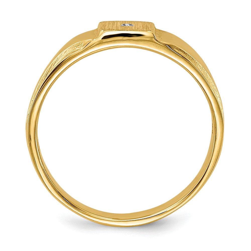 14k 1/2 point AA Diamond 4.5x4.5mm Closed Back Childs Square Signet Ring