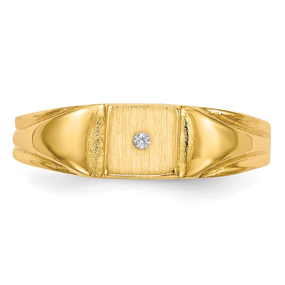 14k 1/2 point AAA Diamond 4.5x4.5mm Closed Back Childs Square Signet Ring