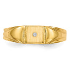 14k 1/2 point AAA Diamond 4.5x4.5mm Closed Back Childs Square Signet Ring