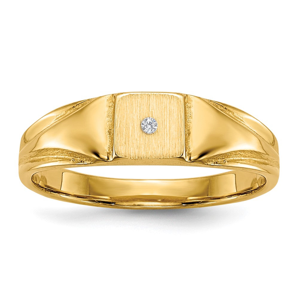14k 1/2 point VS Diamond 4.5x4.5mm Closed Back Childs Square Signet Ring