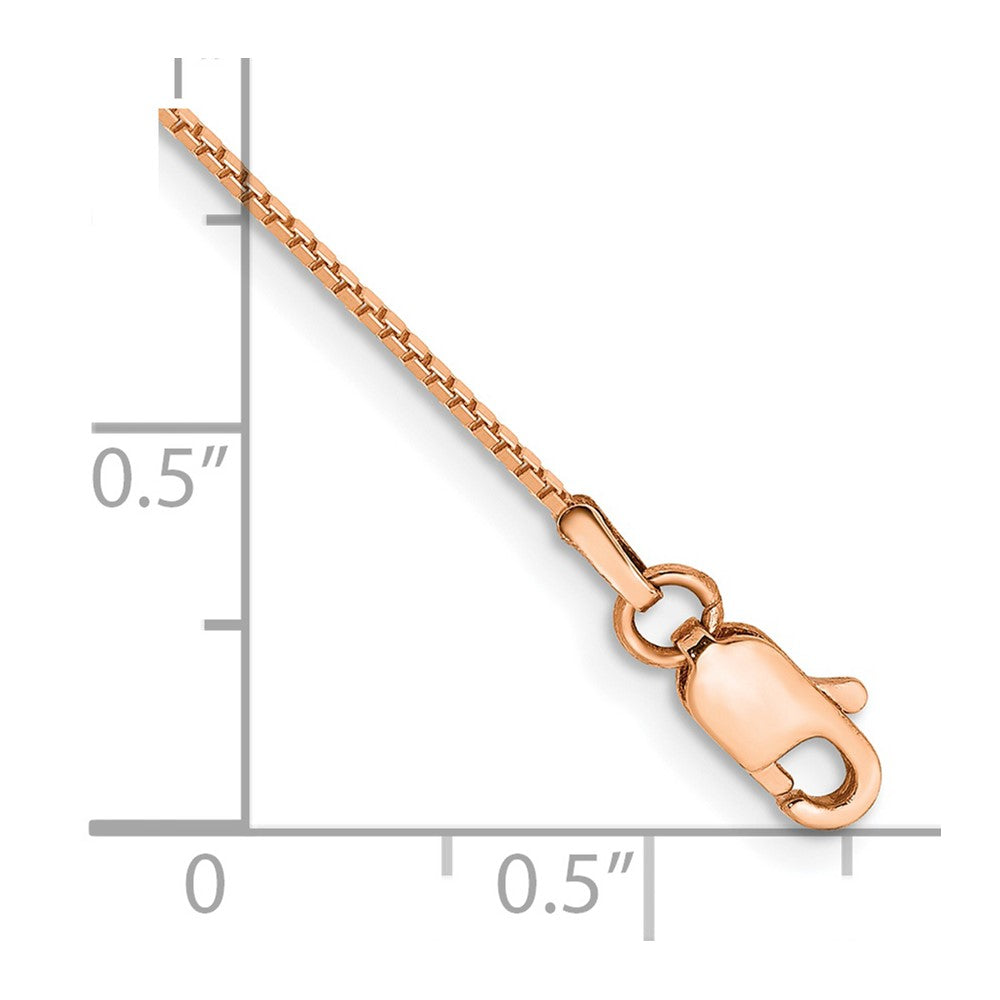 14K Rose Gold .9mm Box Link with Lobster Clasp Bracelet