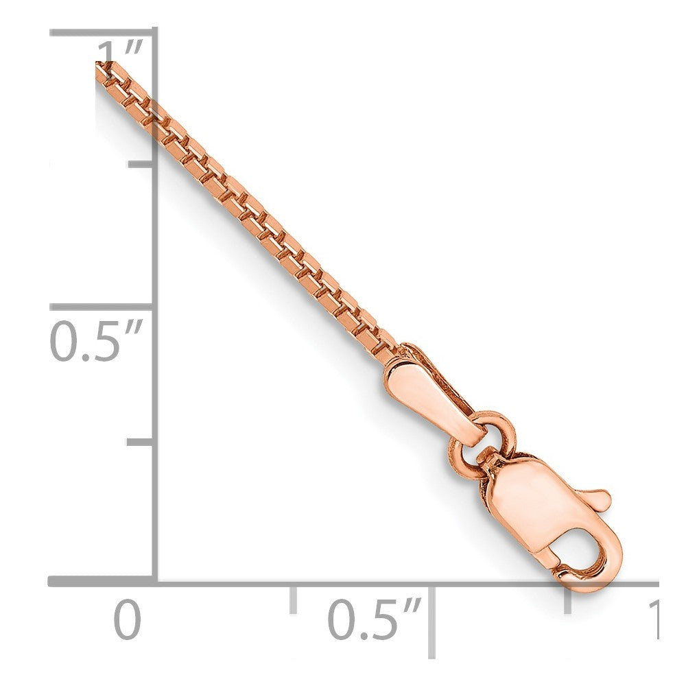 14K Rose Gold 1.10mm Box Link with Lobster Clasp Bracelet