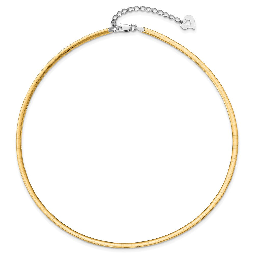Sterling Silver Gold-pltd 3mm Reversible w/ ext Cubetto Chain