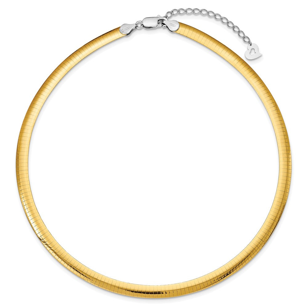 Sterling Silver Gold-plated 6mm Reversible w/ ext Cubetto Chain