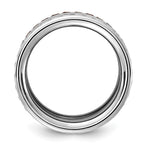 Stainless Steel NHL Detroit Red Wings Crystal Triple Ring Set