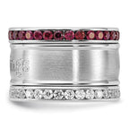 Stainless Steel NHL Detroit Red Wings Crystal Triple Ring Set