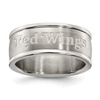 DETROIT RED WINGS STAINLESS STEEL LOGO BAND RING SIZE 7