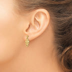 14k Polished Filigree Fancy Heart Dangle Post Earrings