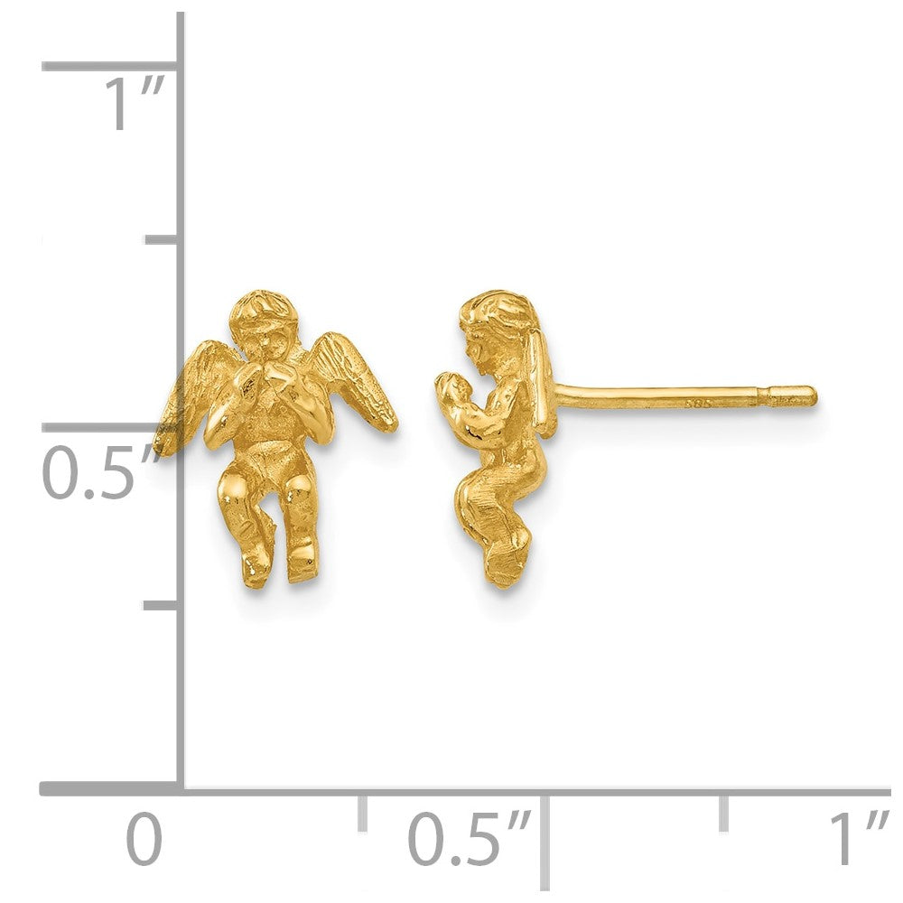 14k Polished Diamond-Cut Angel Post Earrings