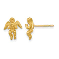 14k Polished Diamond-Cut Angel Post Earrings