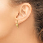 14k Polished Dolphin Jumping Through Hoop Dangle Post Earrings