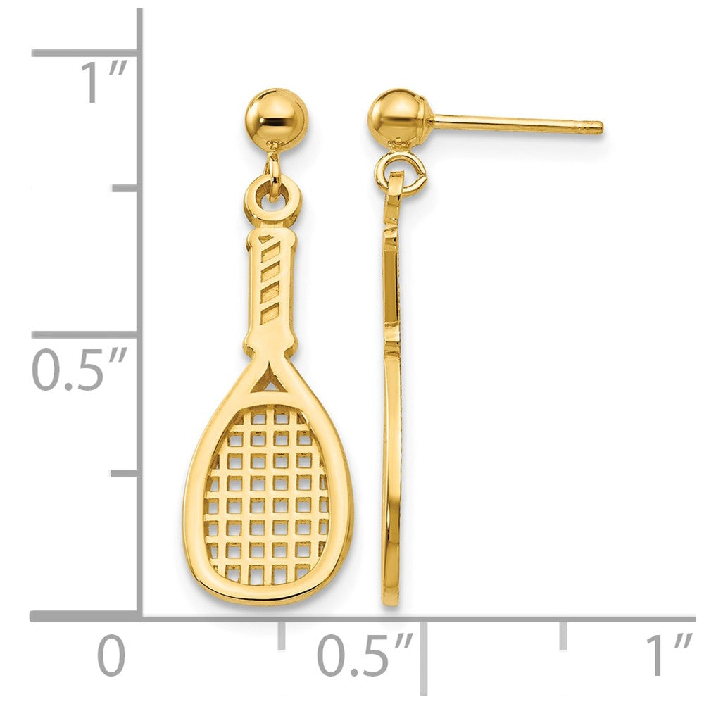 14k Polished Racquet Dangle Post Earrings