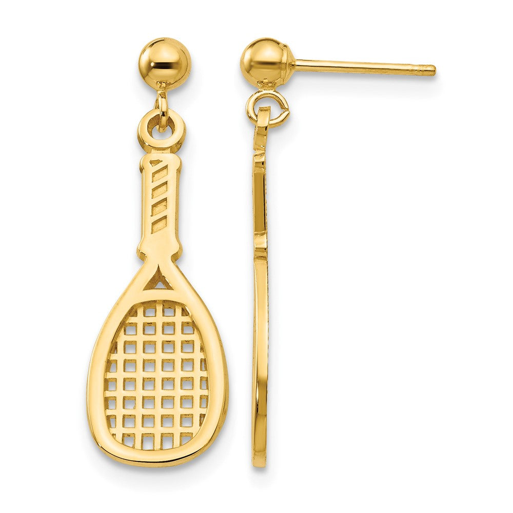 14k Polished Racquet Dangle Post Earrings