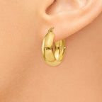 14K 7x21mm Polished Hoop Earrings