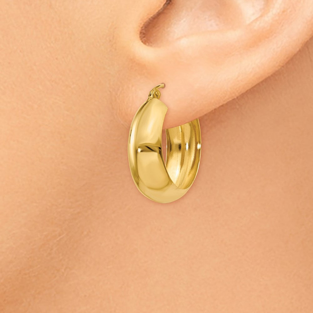 14K 7x21mm Polished Hoop Earrings