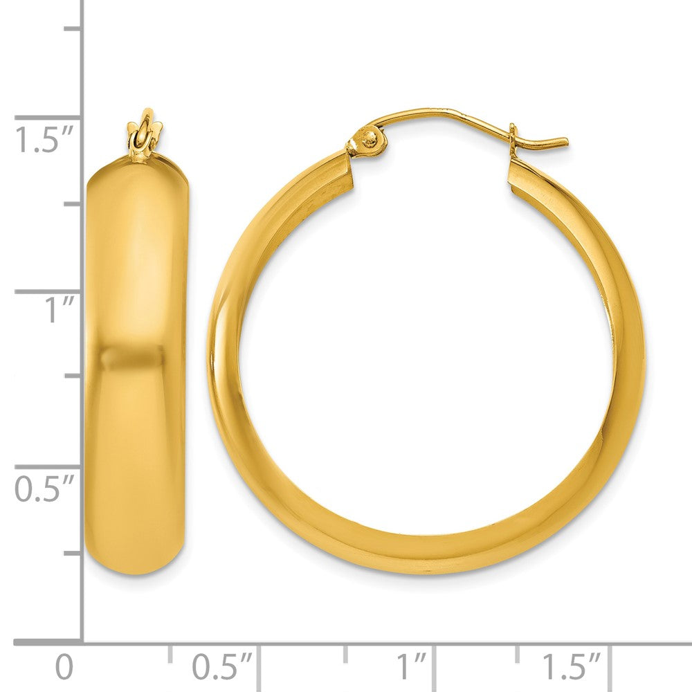 14K 7x33mm Polished Hoop Earrings