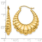 14k Polished Scalloped Hollow Hoop Earrings