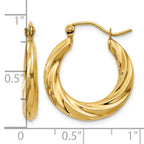 14k Polished Twisted Hollow Hoop Earrings