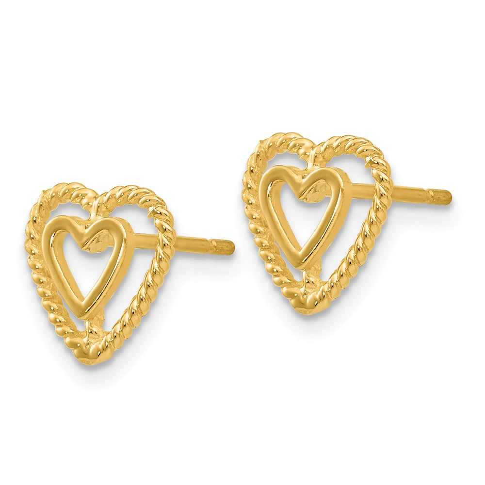 14k Polished Open Heart-in-Heart Post Earrings