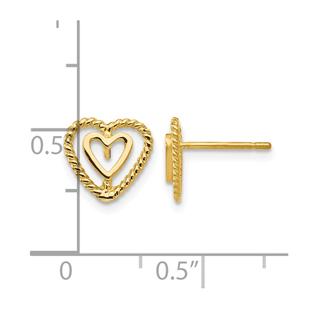 14k Polished Open Heart-in-Heart Post Earrings